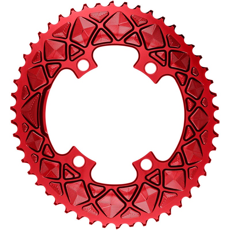 absoluteBLACK Premium Oval 110 BCD Road Outer Chainring Shimano Dura-Ace 9000 – 52t 110 Shimano Asymmetric BCD 4-Bolt Red
