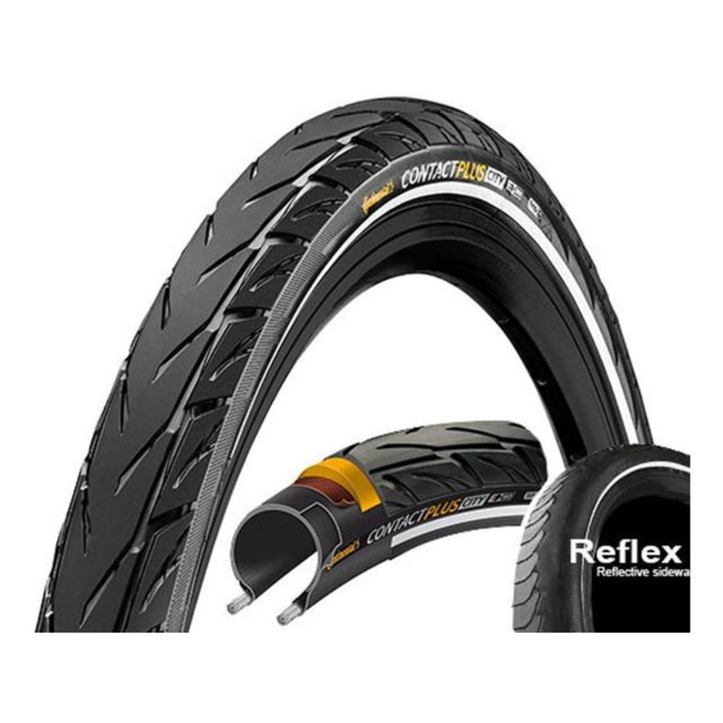 Continental Contact Plus City 27.5″ Wire Road Tire – Black-Reflex