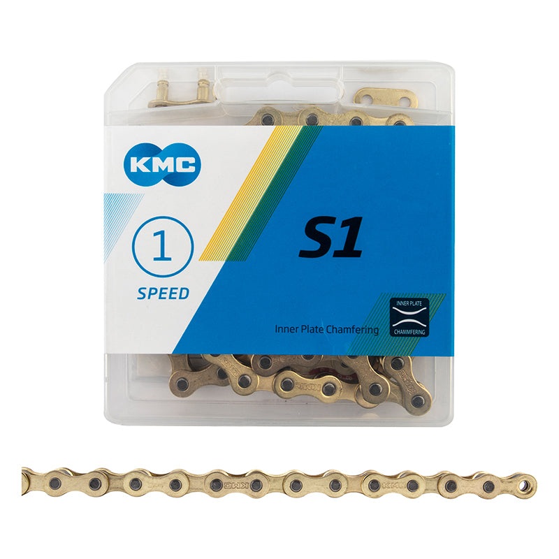 KMC S1 Chain – Single Speed 1/2″ x 1/8″ 112 Links Gold