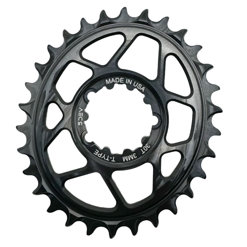5Dev T-Type Aluminum Oval Chainring, Black, Sram 8 Bolt, 30 Tooth, 3mm Offset