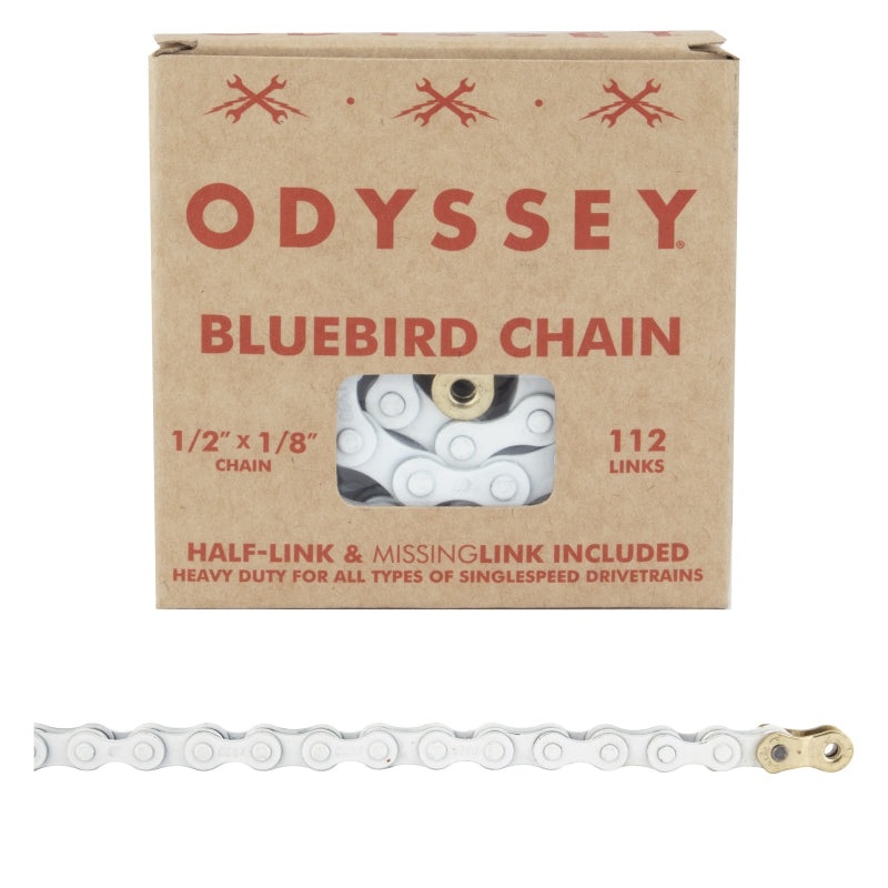 Odyssey Bluebird Chain – Single Speed 1/2″ x 1/8″ 112 Links White