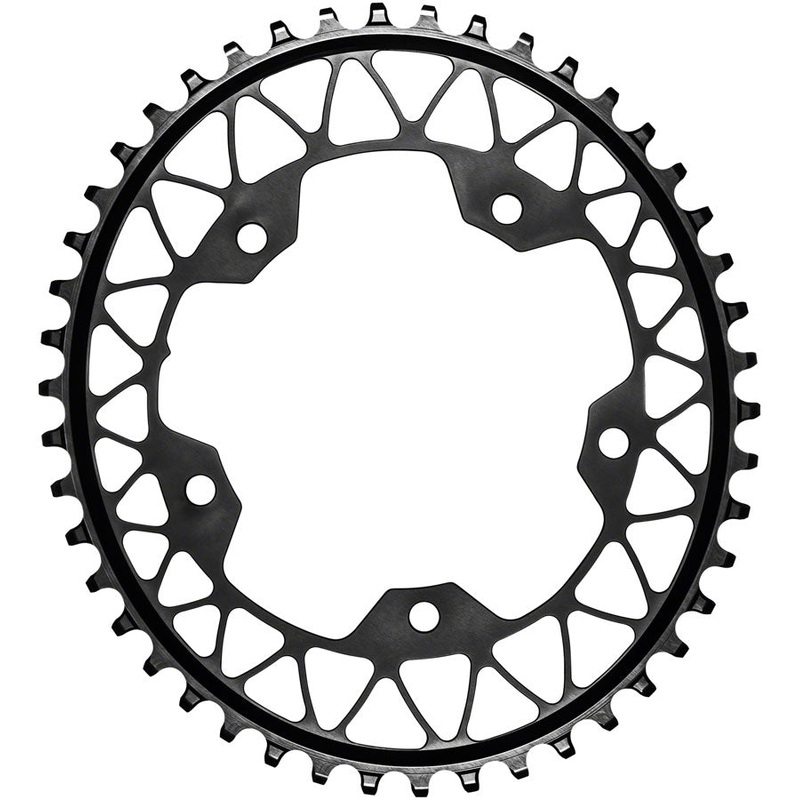absoluteBLACK Oval 110 BCD Gravel Chainring – 44t, 110 BCD, 5-Bolt, Narrow-Wide, Black