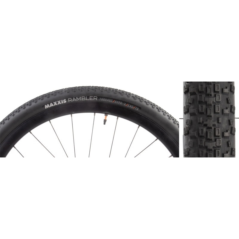 Maxxis Rambler Tire – 700 x 45 Tubeless Folding Black HYPR-X EXO