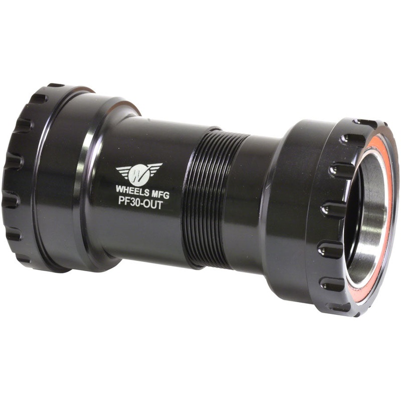 Wheels Manufacturing PF30 Outboard Bottom Bracket – For 30mm Spindle ABEC-3 Bearings PressFit Thread Together BLK