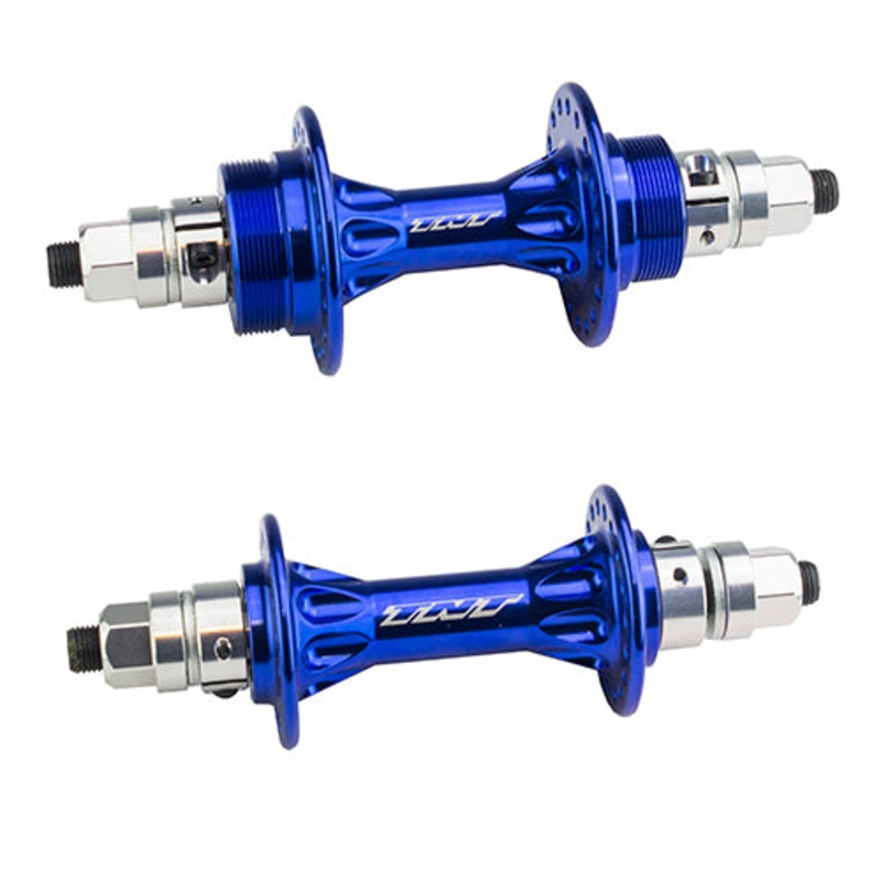 TNT Derringer Sealed BMX Flip/Flop Freewheel Hubset – 28h – 3/8″ axles – Blue