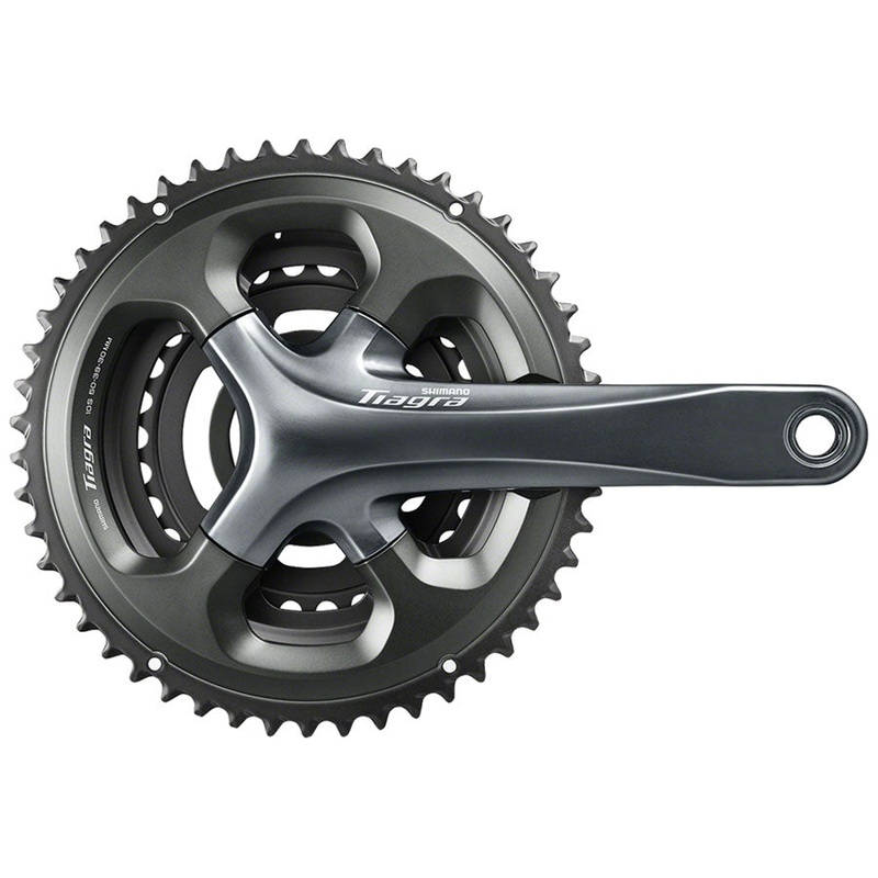 Shimano Tiagra FC-4703 Crankset – 172.5mm, 10-Speed, 50/39/30t, 110/74 Asymmetric BCD, Hollowtech II Spindle Interface, Gray