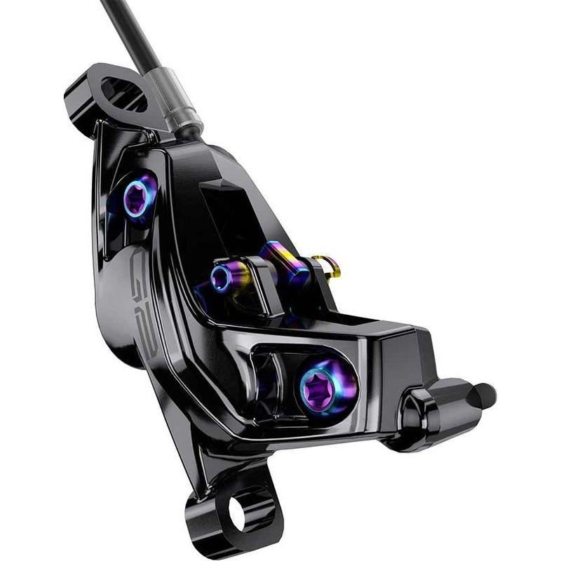 SRAM G2 Ultimate Disc Brake Caliper Assembly – Post Mount Gloss Black with Rainbow Hardware A2