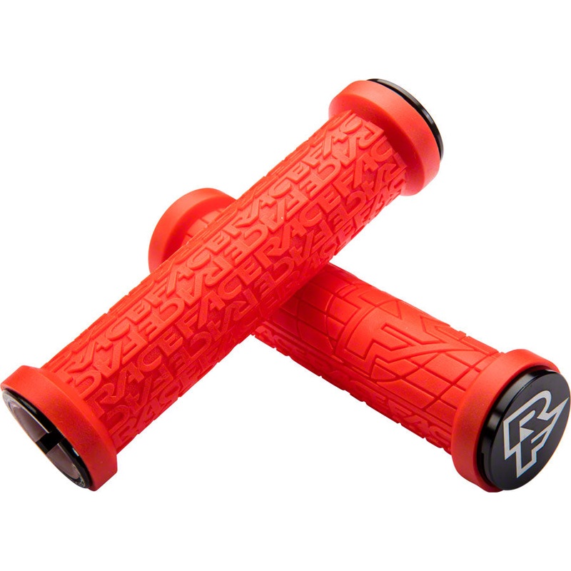 RaceFace Grippler Grips Red Lock-On 30mm 137mm Round Dual Clamp Ramped Profile