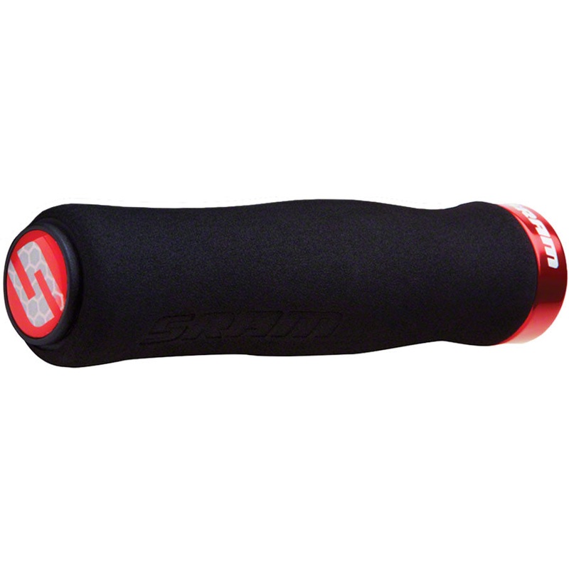 SRAM Locking Foam Contour Grips Black with Single Red Clamp and End Plugs