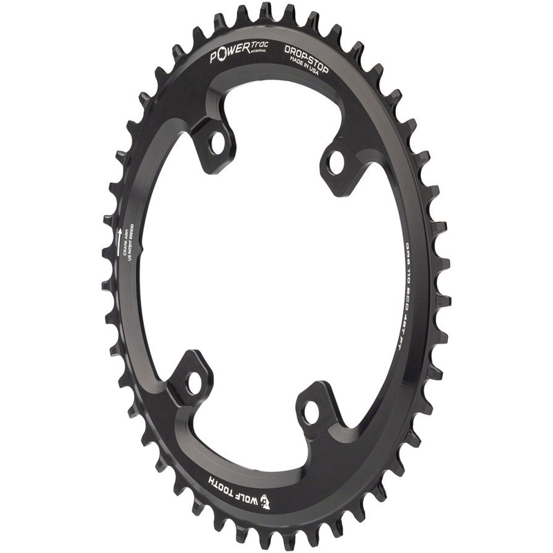 Wolf Tooth Elliptical Shimano 110 Asymmetric BCD Chainring – 46t, 110 Asymmetric BCD, 4-Bolt, Drop-Stop, For Shimano GRX