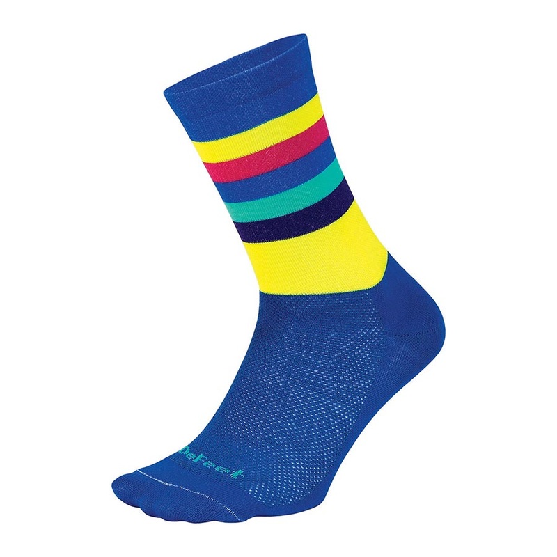 DeFeet Aireator 6″ Socks Maverick Blue/Neon Yellow M Pair