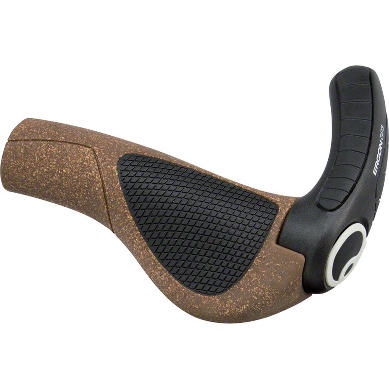 Ergon GP3 BioKork Grips – Small, Black/Cork, Lock-On