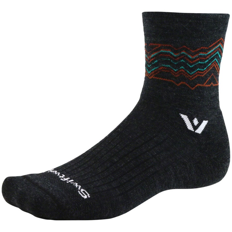 Swiftwick Pursuit Crew Socks – 6″ Coal Orange Small