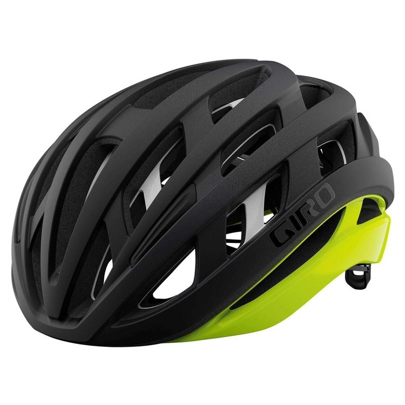 Giro Helios Spherical Road Helmet – Matt Black-Hi-Viz Yellow – 2021