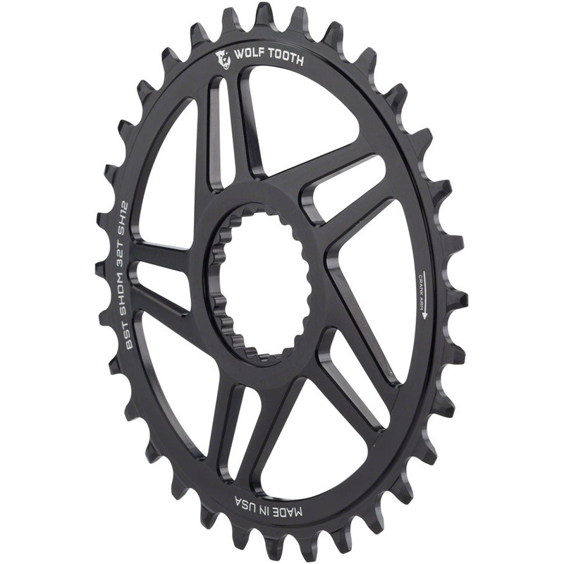 Wolf Tooth Direct Mount Chainring – 34t Shimano DM For Boost Cranks 3mm Offset Requires 12-Speed Hyperglide+ Chain BLK