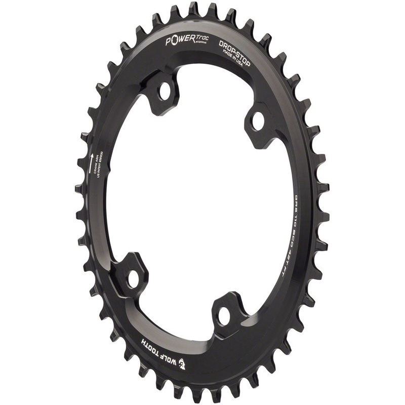 Wolf Tooth Elliptical Shimano 110 Asymmetric BCD Chainring – 42t 110 Asymmetric BCD 4-Bolt Drop-Stop For Shimano GRX Cranks BLK