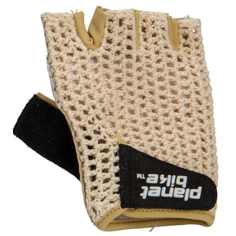 Planet Bike Taurus Gloves  Tan, Short Finger Cycling Gloves with Leather Palms, Breathable Cotton Mesh, Foam Padding & Comfortable Fit