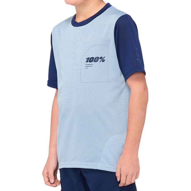 100% Ridecamp Jersey – Blue/Navy, Short Sleeve, Youth, Medium