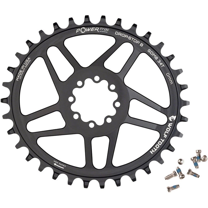Wolf Tooth Elliptical Direct Mount Chainring – 34t SRAM Direct Mount Drop-Stop B For SRAM 8-Bolt Cranksets 0mm Offset BLK