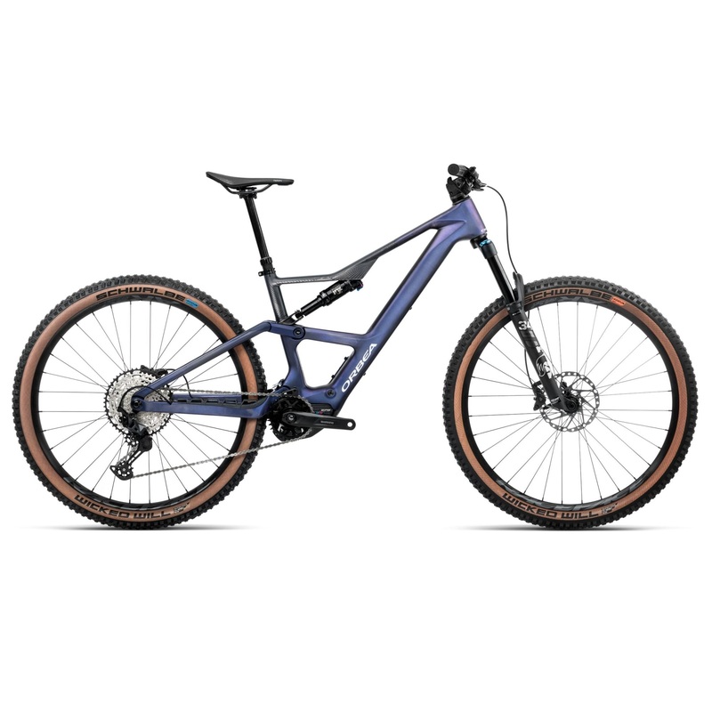 2025 Orbea RISE SL M20 630W 20mph Trail MTB E-BIKES – X-Large, Tanzanite Carbon View – Carbon Raw (Matte)