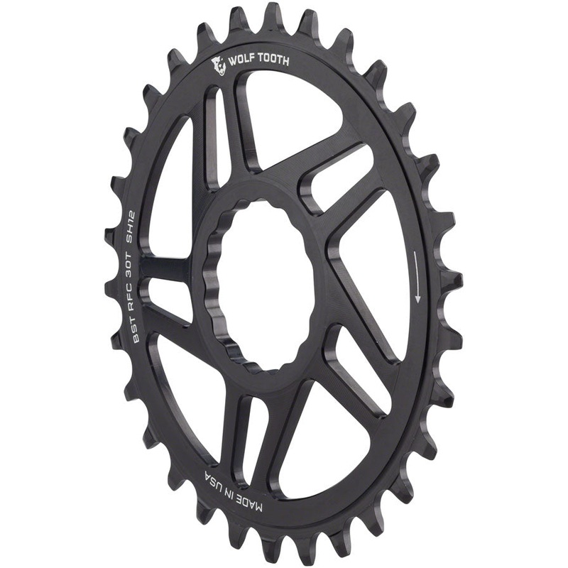 Wolf Tooth Direct Mount Chainring – 30t RaceFace/Easton CINCH Direct Mount Boost 3mm Offset Requires 12-Speed Hyperglide+ Chain BLK