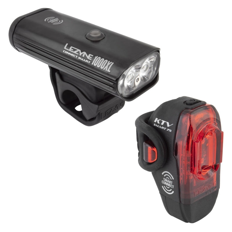 Lezyne Connect Smart 1000XL/KTV Pro Smart Headlight/Taillight Set – Black