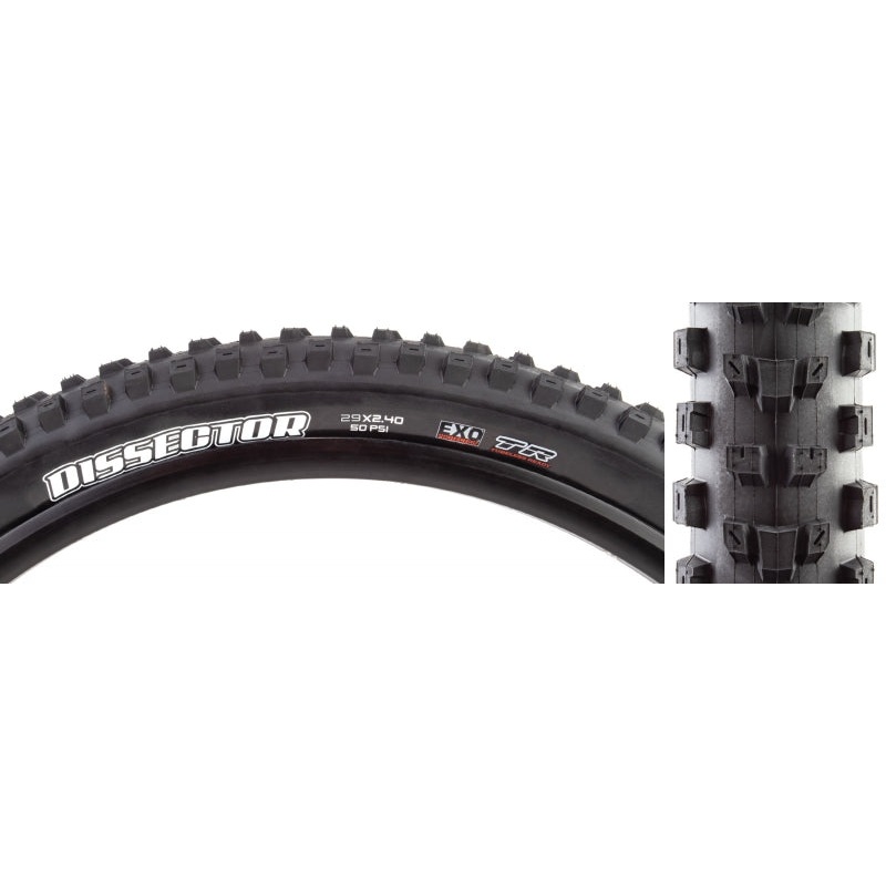 Maxxis Dissector Tire – 29 x 2.4 Tubeless Folding Black Dual EXO Wide Trail