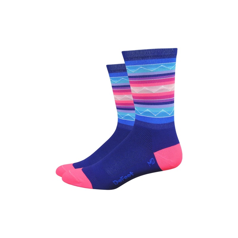 DeFeet Aireator 6″ Santa Fe Socks 12 Navy/Pink