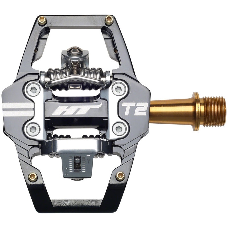 HT Components T2T Pedals – Dual Sided Clipless with Platform, Aluminum, 9/16″, Black