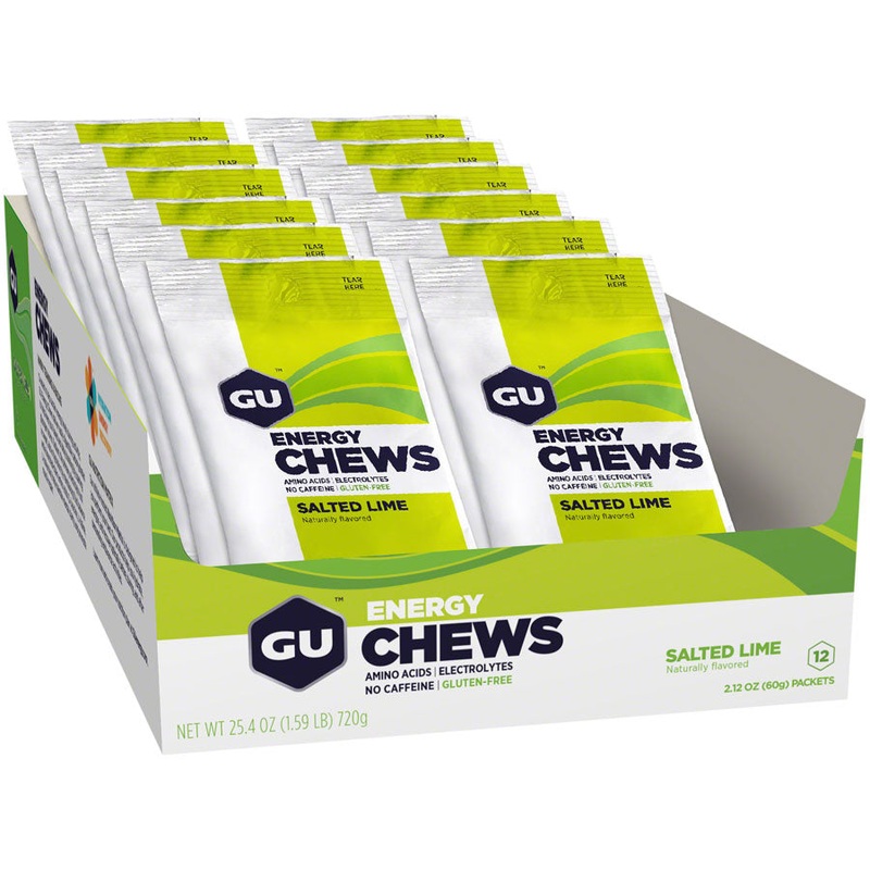 GU Energy Chews – Salted Lime, Box of 12 Bags