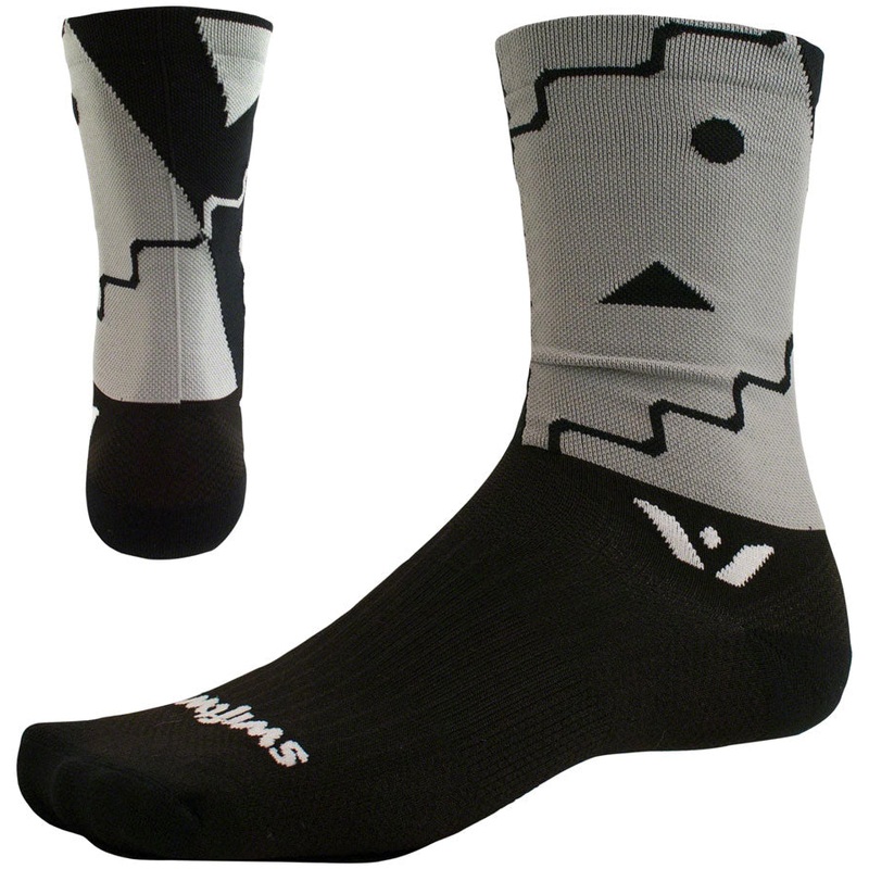 Swiftwick Vision Six Abstract Sock – 6″ Black Medium