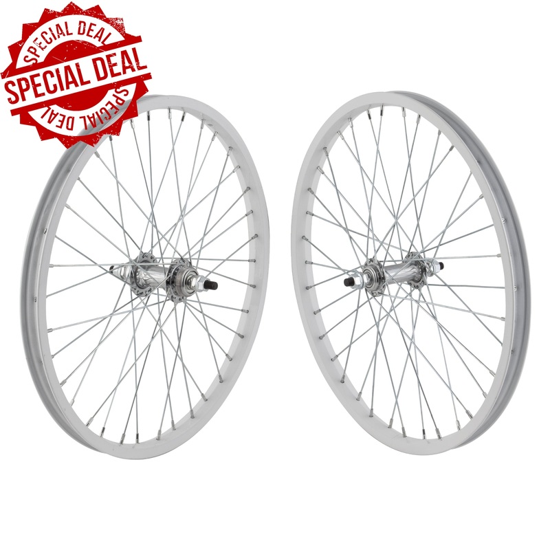 20″ Aluminum 519 style BMX Wheelset – Freewheel – Pair – White