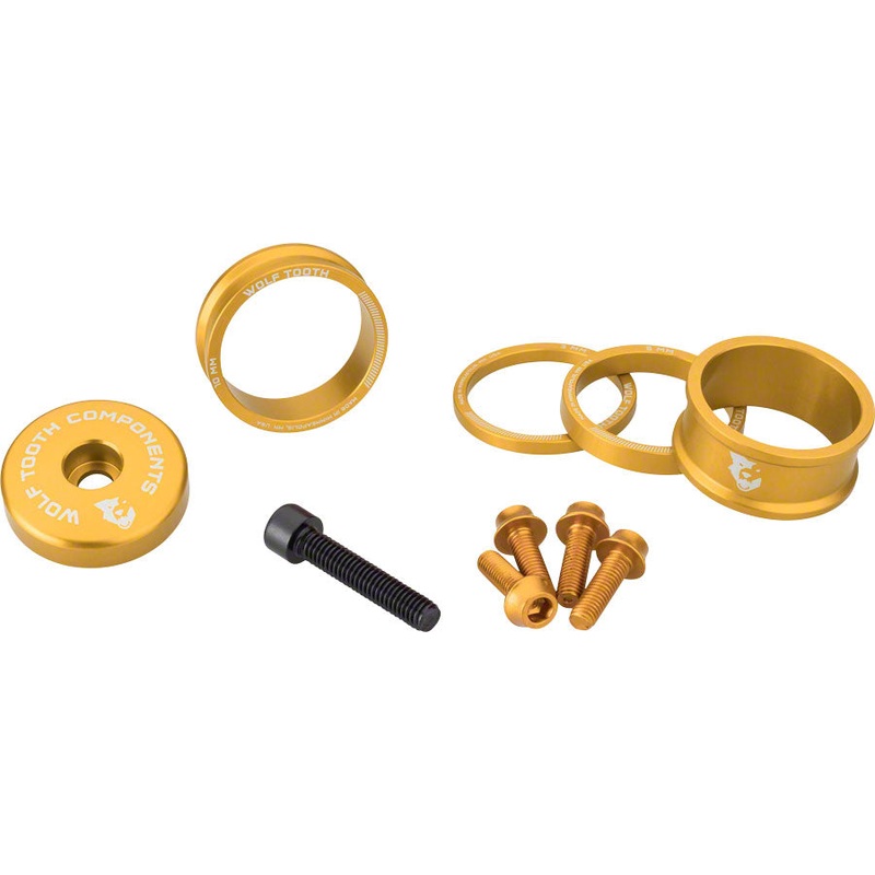 Wolf Tooth BlingKit: Headset Spacer Kit 3, 5,10, 15mm, Gold