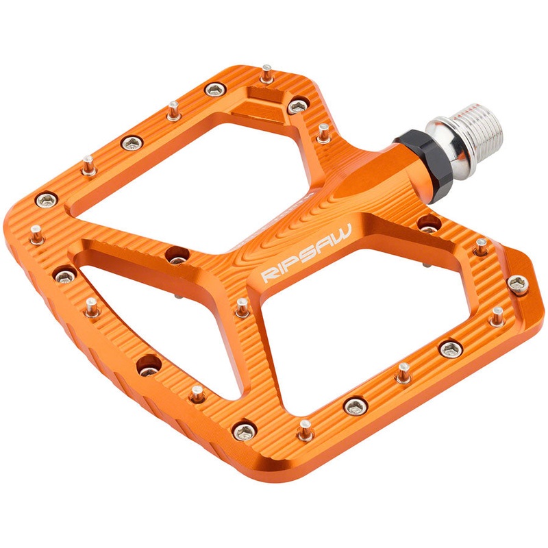 Wolf Tooth Ripsaw Aluminum Pedals – Platform, Aluminum, 9/16″, Black, Orange