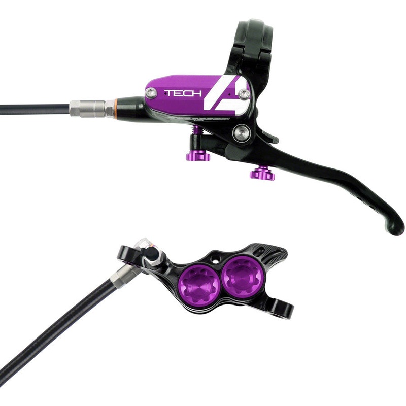 Hope Tech 4 E4 Disc Brake and Lever Set – Front, Hydraulic, Post Mount, Purple