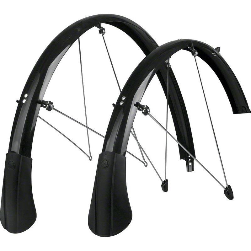 SKS P35 Chromoplastic Longboard Fender Set: Black (700c x 20-28)