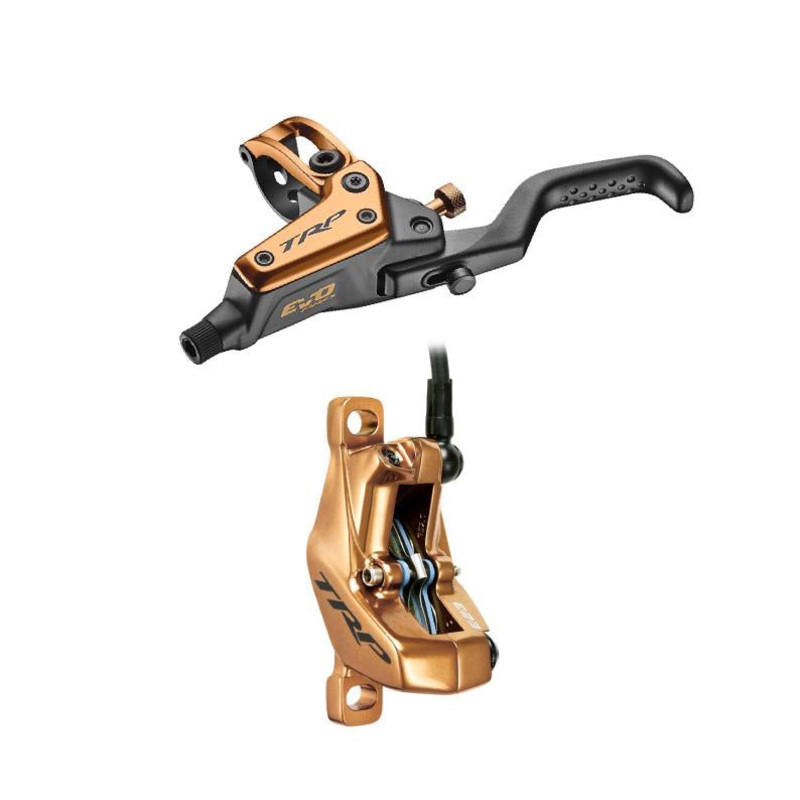TRP EVO Pro HD-M9040 Disc Brake Lever – Left/Front Rear 1900mm Hose Post Mount 4-Piston Gold