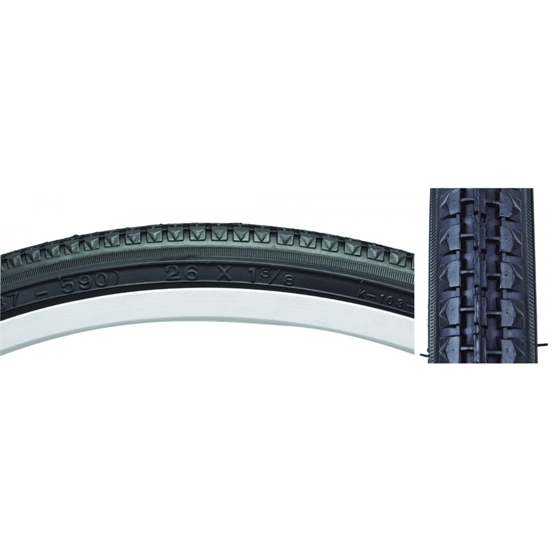 Premium Sunlite 26×1-3/8 Clincher Bike Tires  Classic Tread, Ramped Knobs, Reflective Sidewalls, Durable Rubber, Perfect for Street & Commuter Cycling