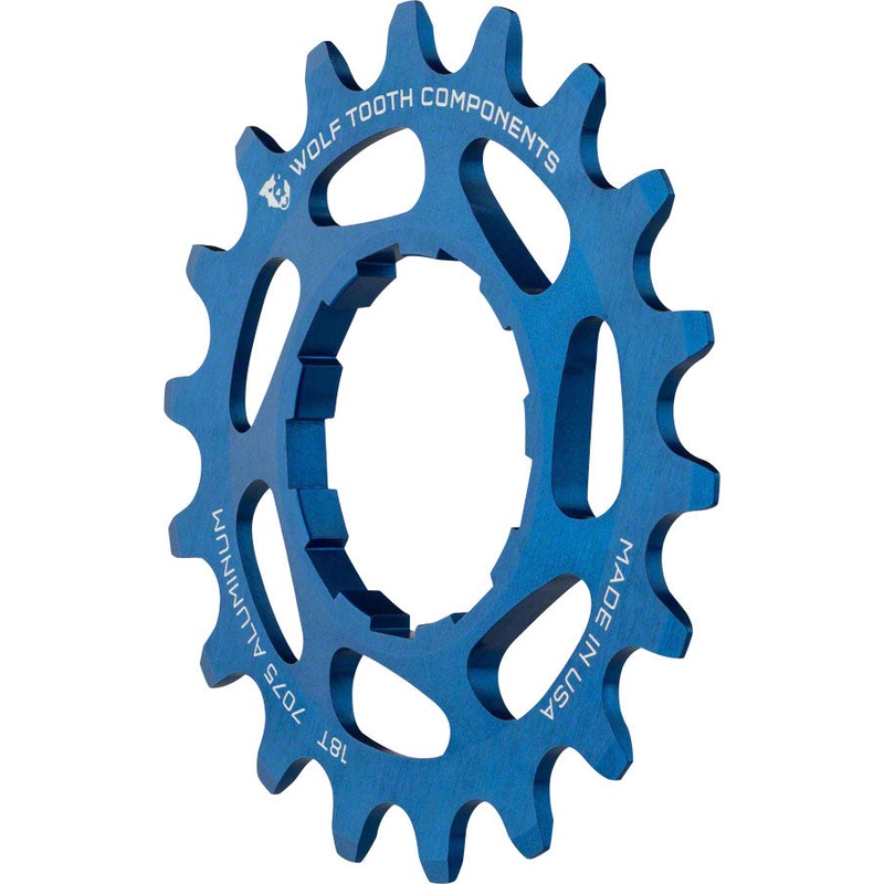 Wolf Tooth Single Speed Aluminum Cog: 18T, Compatible with 3/32″ Chains, Blue