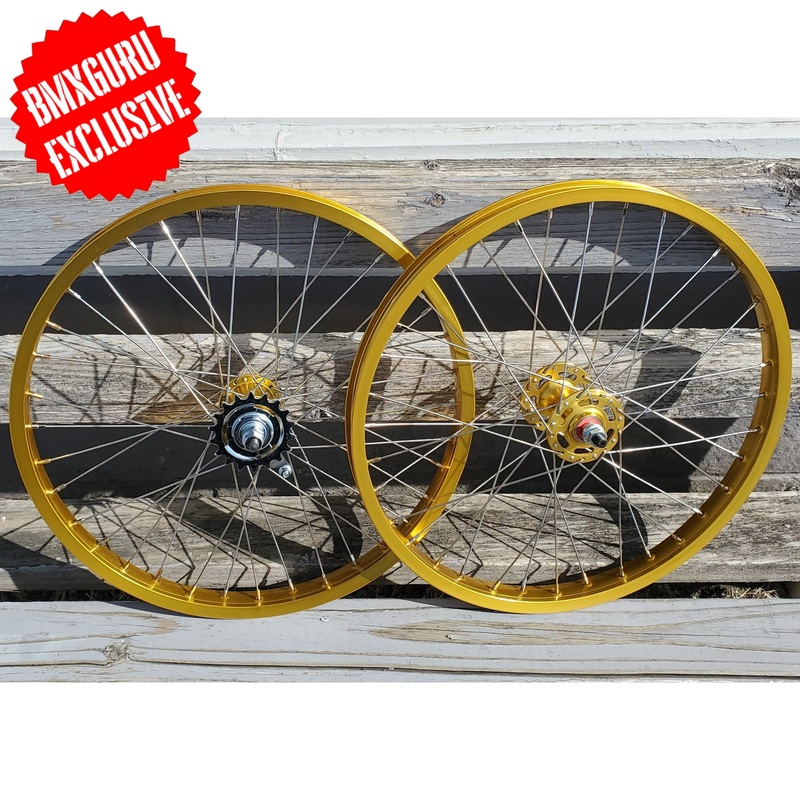 20″ 7X style Coaster Brake BMX Wheelset – Pair – Gold Anodized