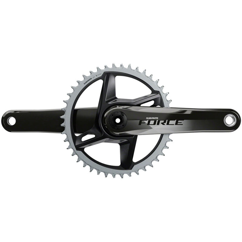 SRAM Force 1 AXS Crankset – 175mm 12-Speed 46t 8-Bolt Direct Mount DUB Spindle Interface Gloss Natural Carbon D1