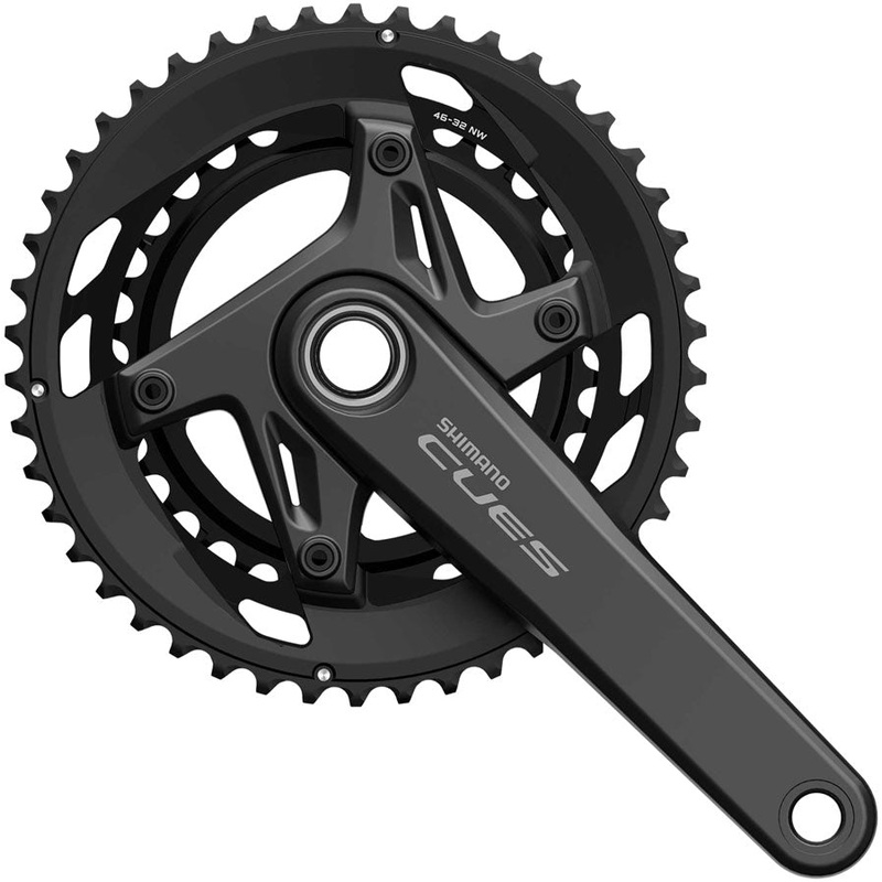 Shimano CUES FC-U6040-2 Crankset – 170mm 9/10-Speed 50/34t Asymmetric 110 BCD Hollowtech 2 Crankarms BLK