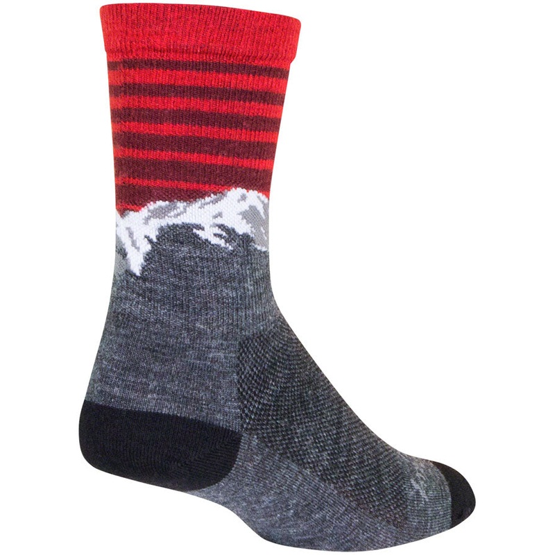 SockGuy Summit Wool Socks – 6 inch, Gray/Red/White, Large/X-Large