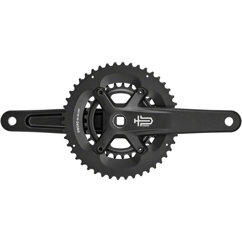 microSHIFT Sword BLK 2x Crankset – 172.mm 9-Speed 46/29t 110/80 Asym BCD JIS Square Taper Spindle Interface BLK