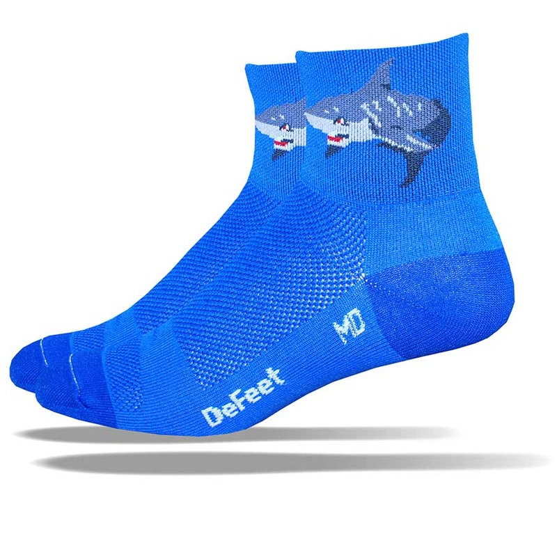DeFeet Aireator 3″ Shark Attack! Socks 9.5-11.5 Blue