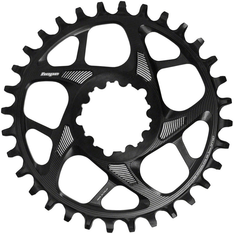 Hope Spiderless Retainer Chainring – 34t, SRAM Direct Mount, 3mm Offset, R22 Black