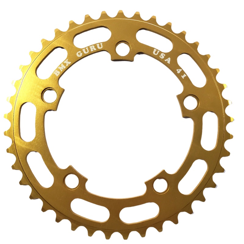 BMXGuru 41t BMX Chainring – Gold – 110mm 5-bolt – USA Made