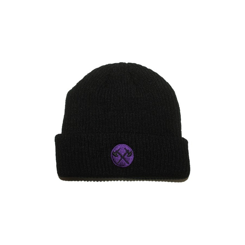 Demolition Axes Cuff Beanie – Purple On Black
