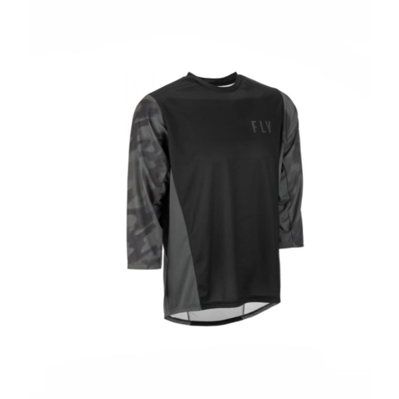 Fly Racing 3/4 Sleeve Jersey – Black / Grey Camo